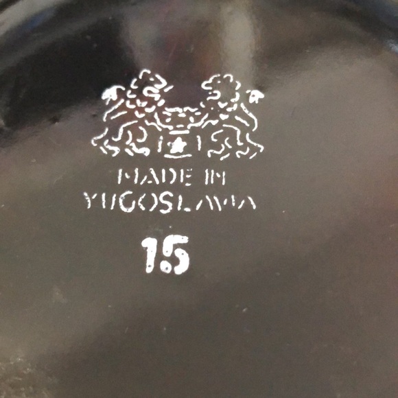 Vtg 70s Enamel Ware Pans Flat Shallow Metal MCM set of 3 made in Yugoslavia - Picture 9 of 9